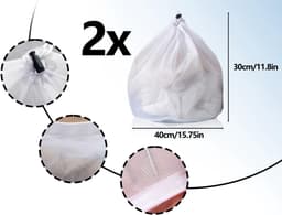 Thijox - 2 stuks wasnetten 30 x 40 cm, herbruikbaar wasmachinebeste, dicht mesh met koordstopper voor delicate was, ideaal voor lingerie, sokken en ba — thumbnail 5