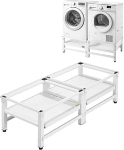 Wasmachineverhoger 355 mm Hoog, Onderstel met Uitschuifbaar Schap, Belastbaar tot 318 Kg, Antislipvoetjes, Geschikt voor Wasdroger, Sokkel, Universeel Compatibel, Wit, 2-Pack — thumbnail 1