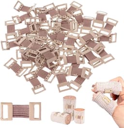 SnelShoppen - 50 Elastische Clips voor Metaal Verbanden - Bruin - Duurzaam en Elastisch - Voor het Bevestigen van Wonden en Verbanden - Ideaal voor Me — thumbnail 1