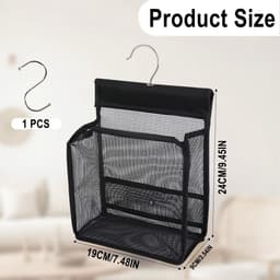 Opbergtas voor Wasknijpers - Zwart - 24 x 20 x 24 cm - Ademend Mesh met Haken - Voor Kleding en Ondergoed — thumbnail 5