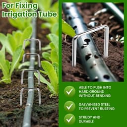 SnelShoppen - Weed Membrane Pegs 100 stuks + 12 Buffer Ringen, 150mm U-Vormige Tuinpinnen voor Onkruidmembranen, Voorzien van Stalen Grondpennen voor — thumbnail 3