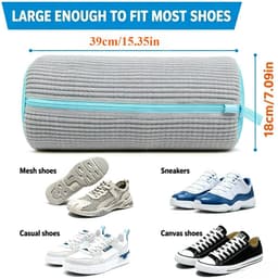 Wasmachine Schoenwaszak 2 Stuks, Microvezel Schoonmaak Zakken voor Sneakers Canvas Schoenen, 360° Reiniging Waszak met Rits, Geschikt voor Alle Soorten Schoenen,Grijs schoenen waszakken — thumbnail 5