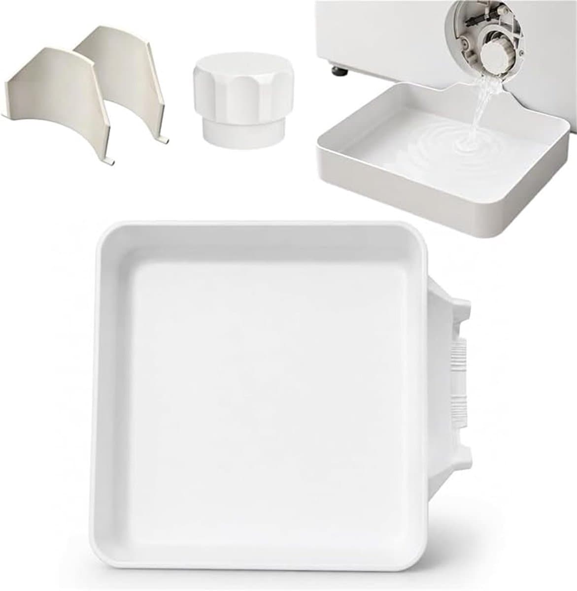 Lekbak Wasmachine - 4-Delige Set - Wateropvangbak - Opvangbak - Universele Wasmachine Lekbak - Afvoerbak Voor Wasmachines - 17.8 × 17.8 × 5 Cm - Eenvoudig Te Installeren - Afvoerbak - Geschikt Voor Appartementen, Garages En Huurwoningen - Wit — afbeelding 1