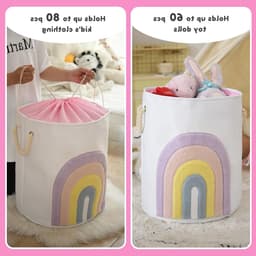 Grote Roze Wasmand van Canvas 58L met Trekkoord - Ideaal voor Baby Kleding en Speelgoed, Ruimtebesparend en Duurzaam — thumbnail 5