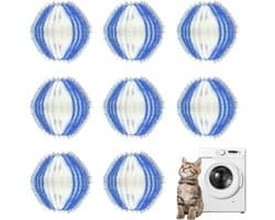 SnelShoppen - Pack van 8 Wasballen, Herbruikbare Haarballen voor Kleding en Was, Geschikt voor Wasmachine en Droger, Ideale Oplossing voor Dierenharen