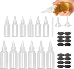 Knijpflessen - Kunststof - Set van 12 - Met trechters en stickers - Voor keuken en reizen — thumbnail 1