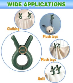 Grote Wasknijpers - Handdoek Klemmen - Wassen Ophangen - Winddicht Antislip - 10.5 cm - Groen — thumbnail 4