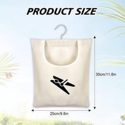 Wasknijperzak - Opbergmand Kleding - Wasknijpers Opbergen - Met Ophanghaak - 30 x 25 cm - Beige — thumbnail 4