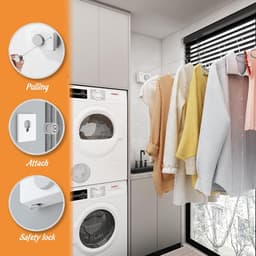Intrekbare Waslijn - Kledinglijn Binnen - Kleding Drogen - Voorkomt Doorzakken - 42 Meter - Wit — thumbnail 5
