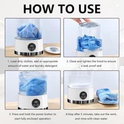 Draagbare wasmachine | Mini-wasmachine met 2 wasprogramma's | Draagbare reiswasmachine met een inhoud van 1 liter, geschikt voor babykleding, ondergoed, op reis en ideaal voor studentenkamers, campers, enz. - Wit — thumbnail 5