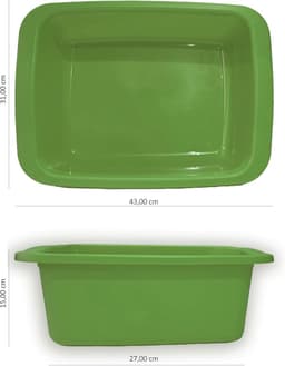 groene wasbak van Macchiavelli. Kunststof kom met een inhoud van 10 liter. Multifunctioneel dienblad meet 42 x 31 x 15,5 cm — thumbnail 3