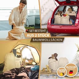 VIDA® - XXL Waszak Wit 70x90cm 100% katoen - Extra grote Heavy Duty waszak XL - duurzaam, met trekkoord, reis wasverzamelaar, wasbox, kledingzak, opslag — thumbnail 2