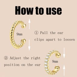 4 stuks Ear Cuff 14K Gold Clip Oorbellen Ear Cuff Earclips Dames Zonder Gepiercede Oren Fake Helix Kraakbeen Oorbellen Fake Piercing Ear Clip Zilver — thumbnail 4