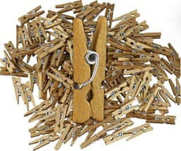 Wasknijpers, set van 400, houten knijpers, foto's ophangen, cadeaus inpakken, knutselen, goud — thumbnail 1