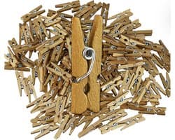 Wasknijpers, set van 400, houten knijpers, foto's ophangen, cadeaus inpakken, knutselen, goud