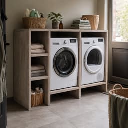Wasmachinekast Toronto – Voor wasmachine en droger – 160 x 65 x 120 cm – Steigerhout – Wibema — thumbnail 1