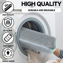 Waszakken voor schoenen, waszak, schoenen, wasmachine, herbruikbaar, net, wasmachine, schoenen, beschermt schoenen, schoenenreiniger, tas voor alle soorten schoenen (2 stuks, grijs) — thumbnail 2