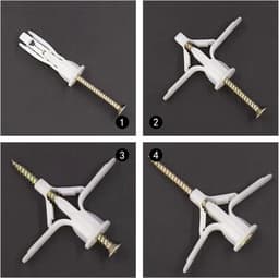 Set van 100 holle ruimtepluggen, vlinder, gipsplaat, dowels, vliegtuigvorm, vlindervorm, met schroeven, voor gipsplaat, gipsvezelplaten, beton, bakstenen, holle wand — thumbnail 5