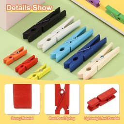 Wasknijpers, hout, kloppen, 100 stuks kleurrijke houten knijpers met sterke greep, fotoclips voor het ophangen van foto's, kleding, decoratief knutselwerk, rood — thumbnail 4