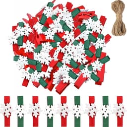 Dailygoods - 50 Mini-houten Knijpers met Sneeuwvlokkenpatroon - Perfect voor Foto's en DIY Decoraties — thumbnail 1