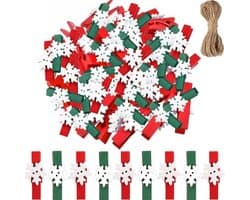 Dailygoods - 50 Mini-houten Knijpers met Sneeuwvlokkenpatroon - Perfect voor Foto's en DIY Decoraties