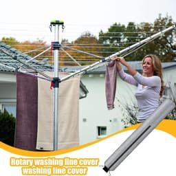 Afdekking droogmolen - Beschermhoes waslijn - Kleding beschermen - Waterdichte coating - 165 cm hoog - Zilverkleurig — thumbnail 2