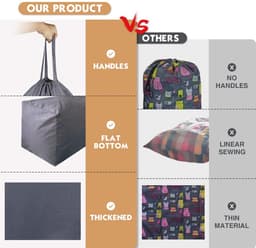 SnelShoppen - Wasbare Reiswaszak met Handgrepen en Trekkoord - Zwaar Belastbaar - 2 Stuks - Groot Voor 3 Ladingen Wasgoed - Nylon - 69,5 x 87,6 cm - G — thumbnail 5