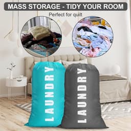 Extra Grote Waszak 61x91cm - Vouwbare Opbergzak voor Vuile Kleding met Trekkoord, Duurzaam en Handig voor Reizen, Badkamer en Slaapkamer — thumbnail 4
