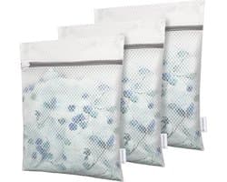3 Premium Honingraat Delicates Waszakken met Rits Reisopslag Organisatietassen Kledingwaszakken voor ondergoed Lingerie Klein 30x40cm (3S, Wit)