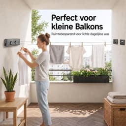 Retractable waslijn muurmodel - dubbel lijn 2 x 5 m - RVS 304 - ruimtebesparend voor badkamer - ShopVlot — thumbnail 3