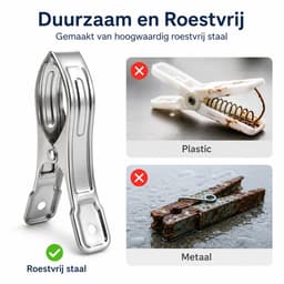 Arvion Grote Wasknijpers 12 Stuks – Roestvrijstalen Handdoekklemmen voor Strand, Zwembad en Huishouden — thumbnail 2