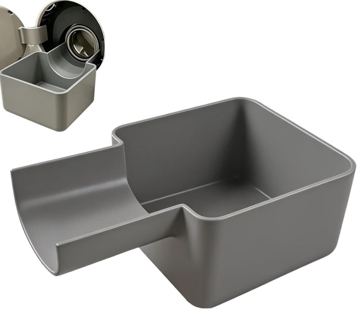 Afvoerbak voor wasmachine - 10 ×16 cm - 3D-geprinte waterdichte bak - Lekbak wasmachine - Wateropvang - Afvoer - Wasmachine Wateropvangbak - Opvangbak tegen lekkage - universele opvangbak voor filterreiniging - Grijs — afbeelding 1