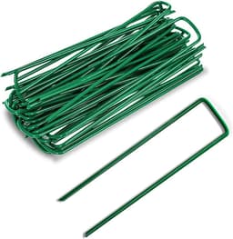Set van 50 grondpinnen – gegalvaniseerde stalen tuinpinnen, U-vormige gazonpinnen, geschikt voor mulch en onkruidbestrijdingsdoek. — thumbnail 1