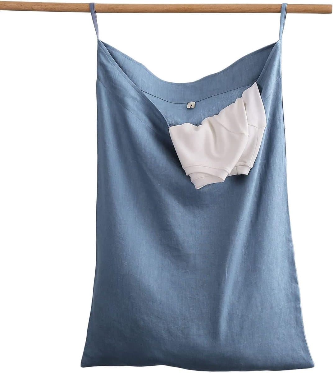 SnelShoppen - Hanging Laundry Bag 100% Linen, Ruimtebesparende Waszak 70x50 cm in Blauw voor Badkamer, Slaapkamer, Kinderkamer - Ideaal voor Thuis en — afbeelding 1