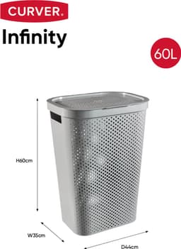 Curver Infinity Recycled Dots Wasmand met deksel - 60L - Grijs — thumbnail 2