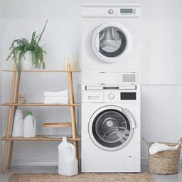 Tussenstuk voor Wasmachine & Droger - Stapelkit Wasmachine en Droger - met Uitschuifbare Plank - 10 kg - 4 Antislip Pads - Universeel - Ruimtebesparend - Stapelkit met Verschuifbaar Handdoekhouder - Voor Kleine Wasruimtes - Wit — thumbnail 5