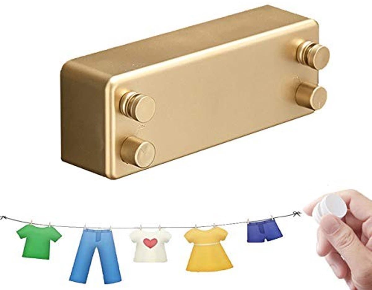 Retractable Clothesline - 4,2m Roestvrij Stalen Kledinglijn - Goud — afbeelding 1