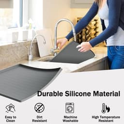 Wasmachine Accessoires - Siliconen Antislip Mat - 1 Stuk 60x50 cm - Waterdicht Met Opstaande Rand - Voor Wasmachine Droger En Keuken - Zwart — thumbnail 4
