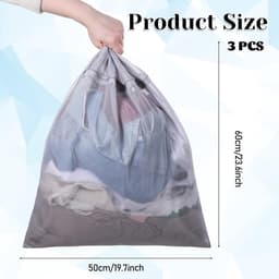 Grote waszak met ritssluiting voor wasmachine, herbruikbare mesh wasnet voor delicate kleding, 50 x 60 cm, 3 stuks, ideaal voor truien en overhemden — thumbnail 5