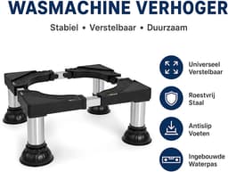 Wasmachine Verhogingsvoet - Instelbare Wasmachine Verhoger - Universele Apparaatverhoger - RVS Steun - 21 Tot 24cm - Zwart — thumbnail 3