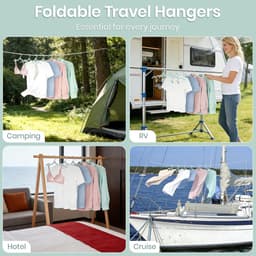 18-delige Reiskledinghanger - Opvouwbare kledinghanger - Kledingklem - Reisaccessoire - Draagbaar,Inclusief Opbergzak,6 kledinghangers en 12 clips - Plastic - 42,6×21 Cm - Geschikt voor reizen, kamperen, hotelverblijven en studentenkamers - Grijs — thumbnail 3