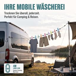 Waslijn voor reizen en cruises, draagbaar, 54 kg houdkracht, zonder — thumbnail 2