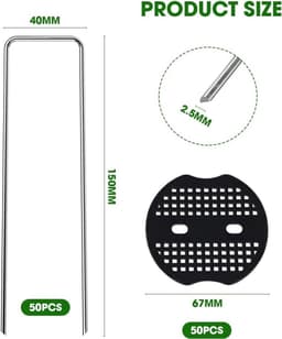 Set van 50 Grondankers met 50 Gegalvaniseerde Metalen Ringen voor Tuin, Camping en Kunstgras - Roestbestendig en Duurzaam — thumbnail 2