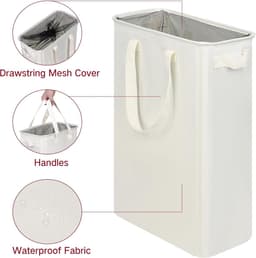 wasmand, kleine opvouwbare smalle waszak met handvat. — thumbnail 3