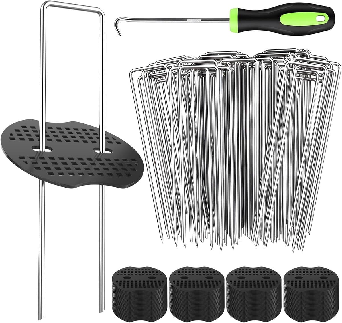 Grondanker - Verzinkt Staal - 150 x 30 x 3 mm - U-vormig Met Onderlegringen - Voor Tuin en Tentbevestiging — afbeelding 1