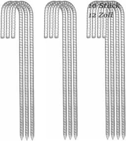 Grondankers - Verzinkt - 30 cm - J-vormige Haringen voor Trampoline en Tent - 10 Stuks — thumbnail 1