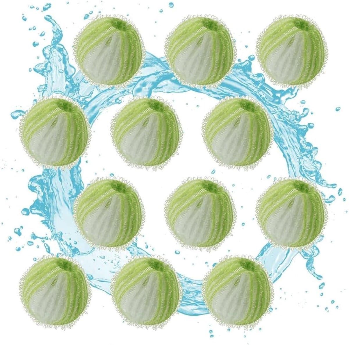 Haarballen voor wasmachine - 12 stuks - groen-wit - herbruikbaar - schone kleding zonder pluisjes - ShopVlot — afbeelding 1