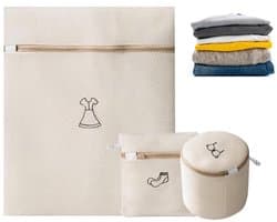 Set van 3 wasnetten voor voorzichtig wassen en opbergen van lingerie, sokken en kleding