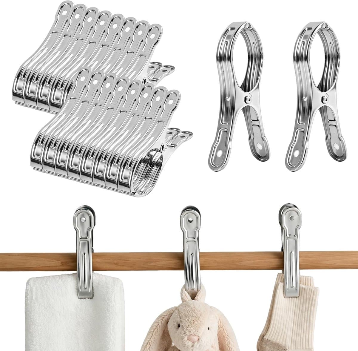 Solidchoice - Set van 20 Grote Roestvrijstalen Wasknijpers voor Diverse Toepassingen — afbeelding 1