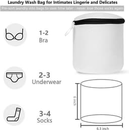 SnelShoppen - Flintronic Waszak Set van 3 - Mesh Waszakken voor Kleding, Ondergoed, Babykleding, Zwart, Herbruikbaar met Rits, Bescherming tegen Schad — thumbnail 2